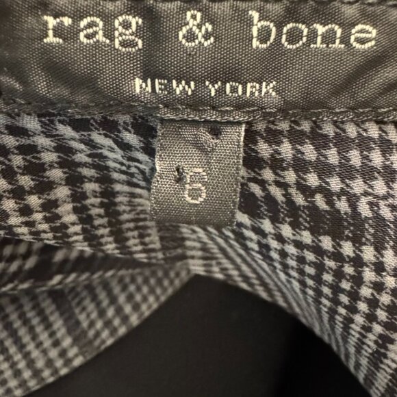 RAG & BONE 100% Silk Shirtdress Fit-and-Flare Gray Black Plaid Dress - Size 6 - Picture 10 of 11